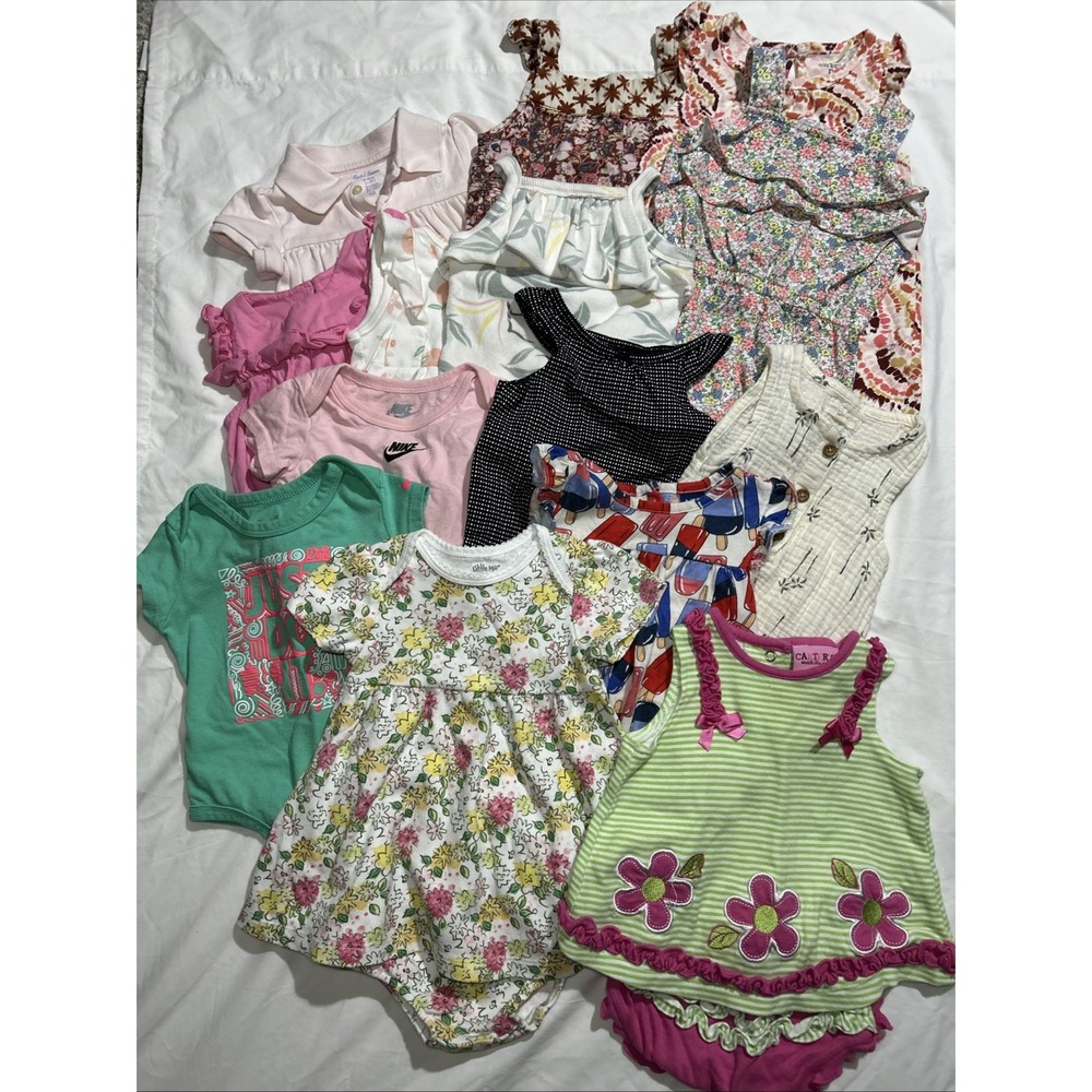 Baby Girl 6-9 Mo Lot Of 15 Summer Little Me Nike Carters Gap Ralph Lauren B146